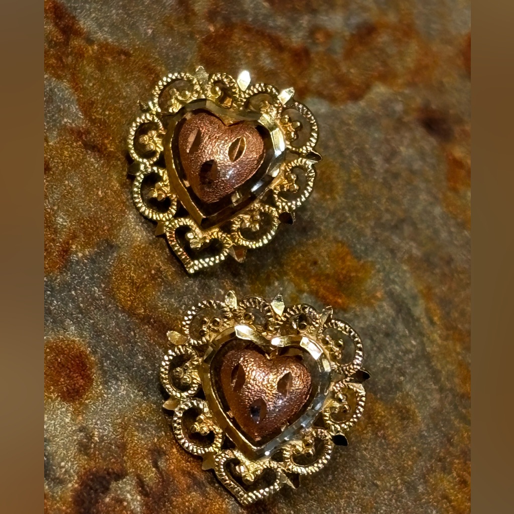 Vintage TwoTone 14k Gold Heart Rose Gold Yellow Gold